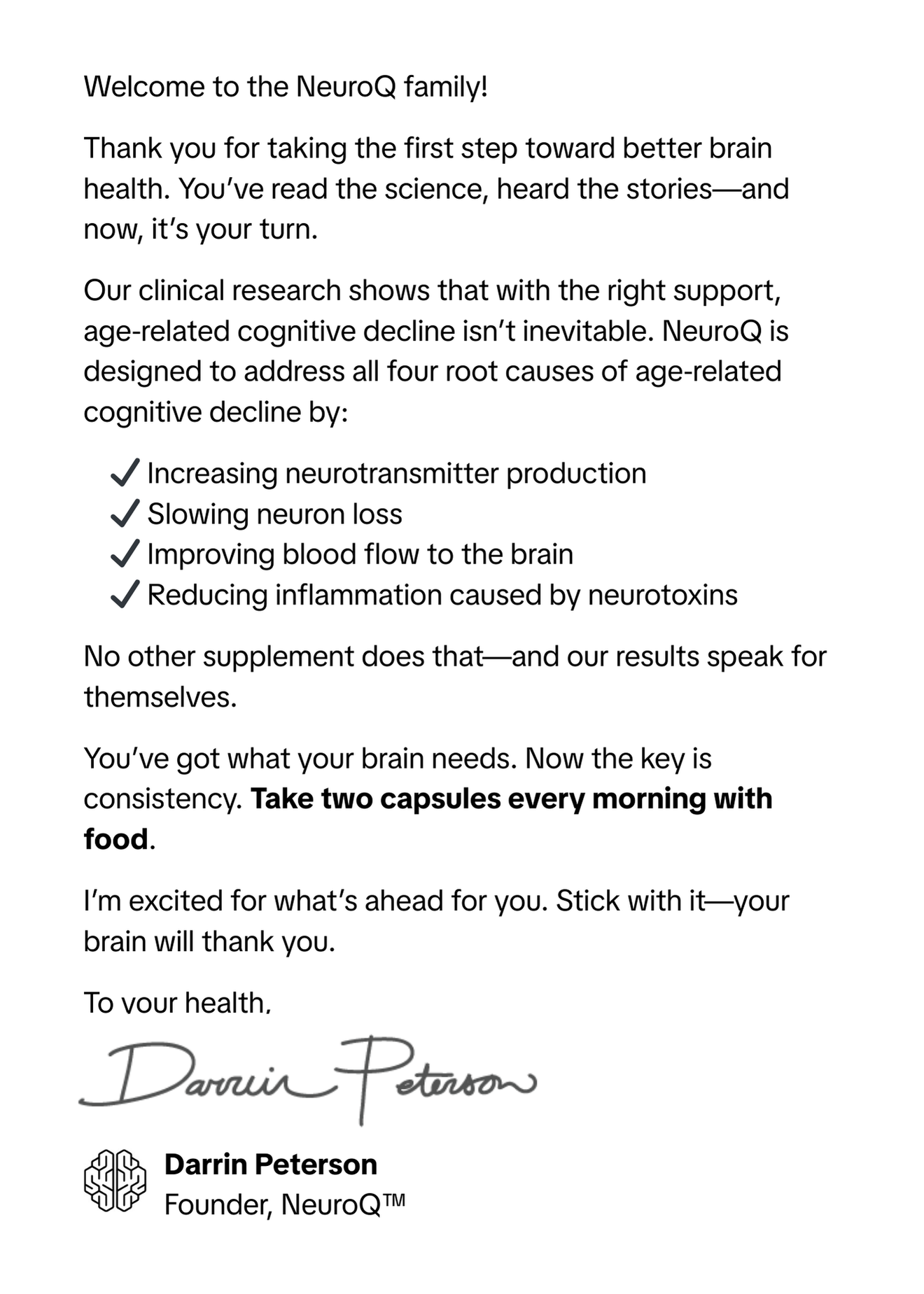 Welcome Letter